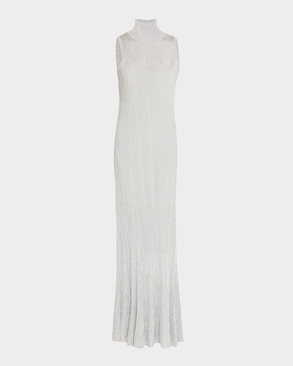 Arden Metallic Knit Turtleneck Maxi Dress